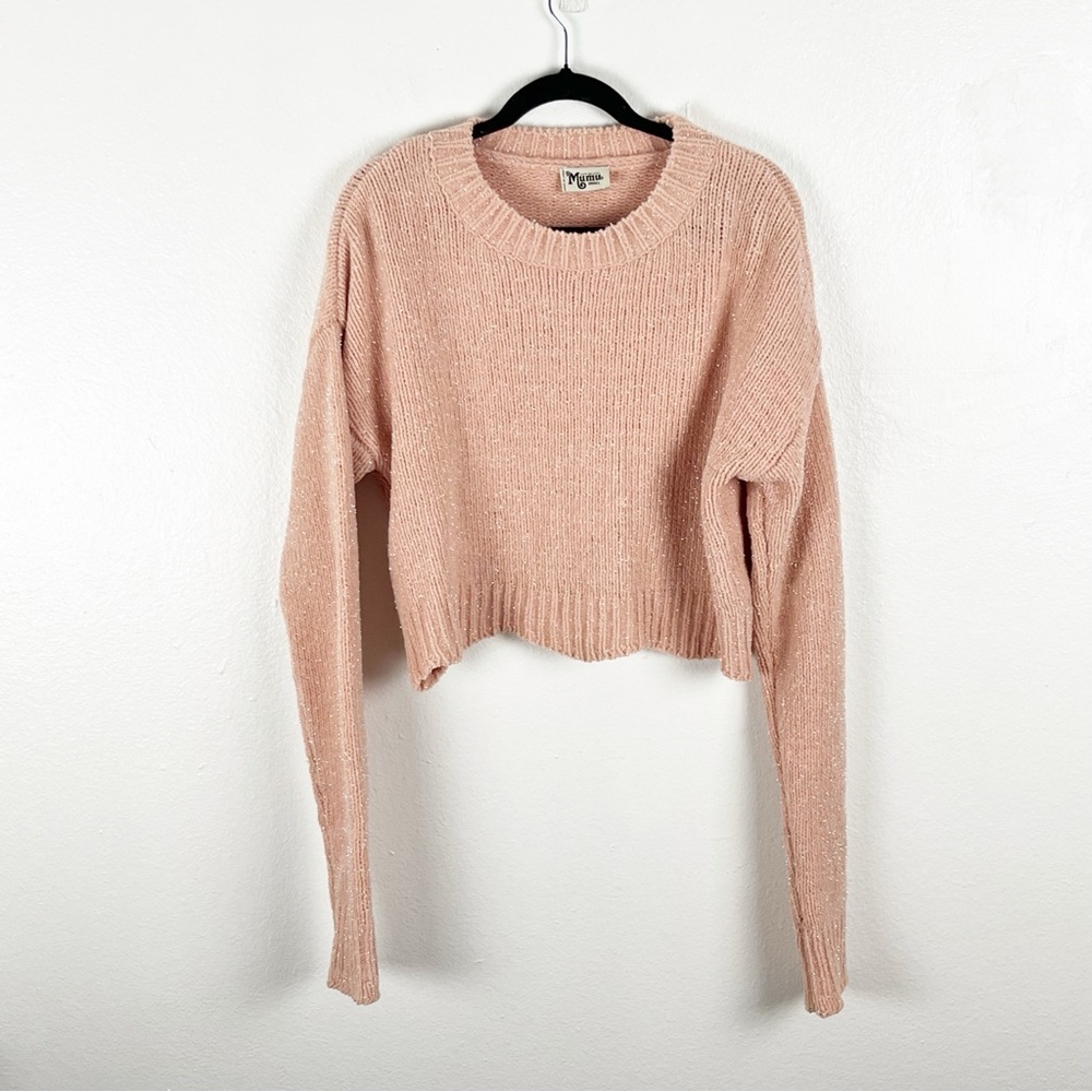 SHOW ME YOUR MUMU Tristen Twinkle Twinkle Knit Long Sleeves Crop Sweater Small